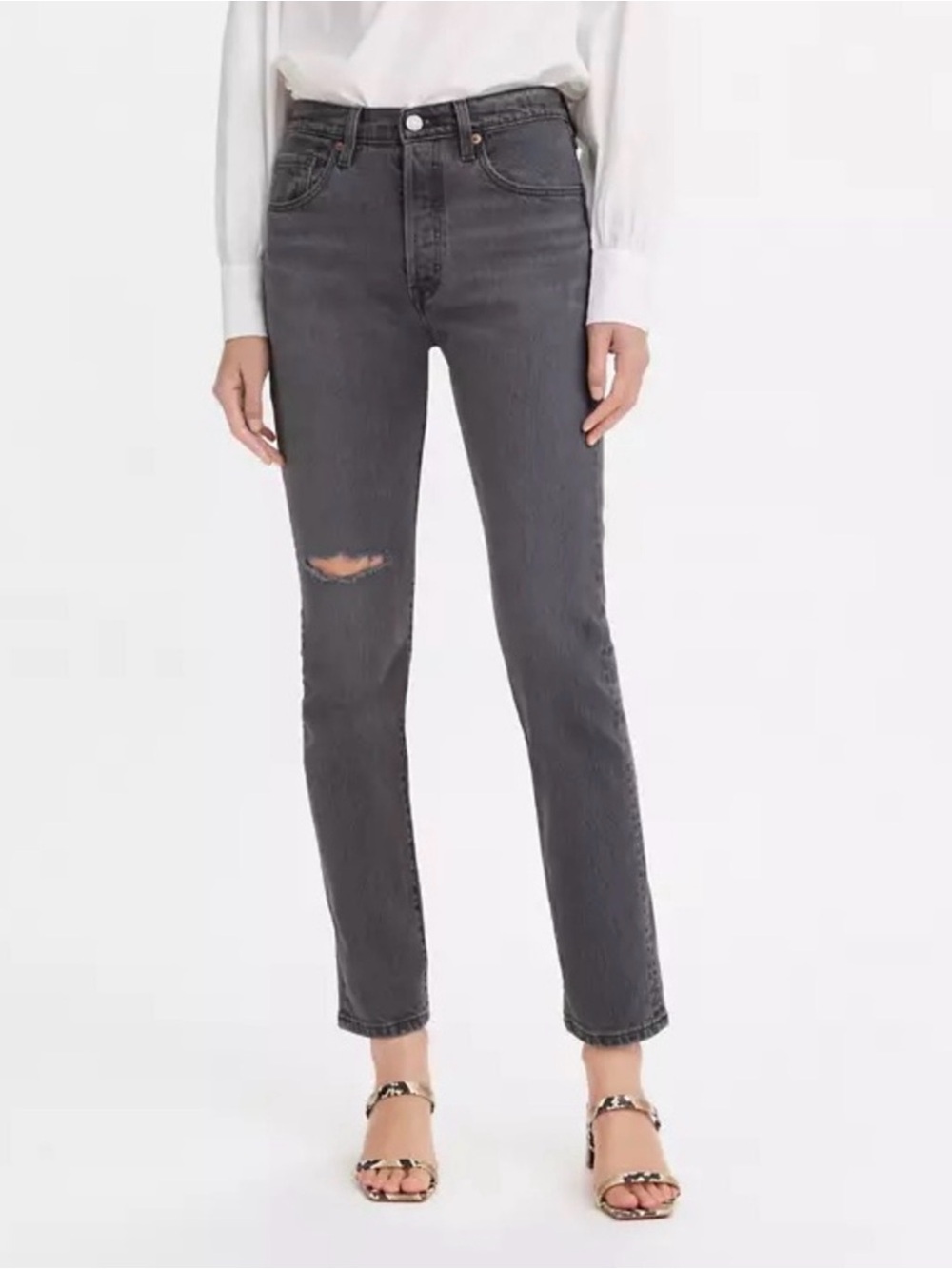 Levi's 501 S Premium Distressed Skinny Jeans W25 L28 Dark Side of the Moon